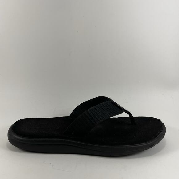 Teva Voya Canvas Flip Flops Womens Size 7 Black Sandals Beach Pool Comfort - Picture 1 of 9